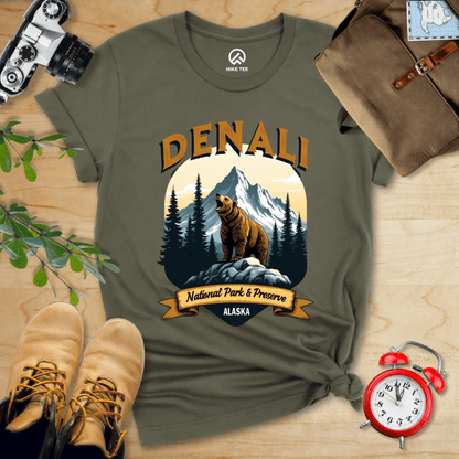 Hike Tee T-Shirt Military Green / S Denali Grizzly Bear Shirt