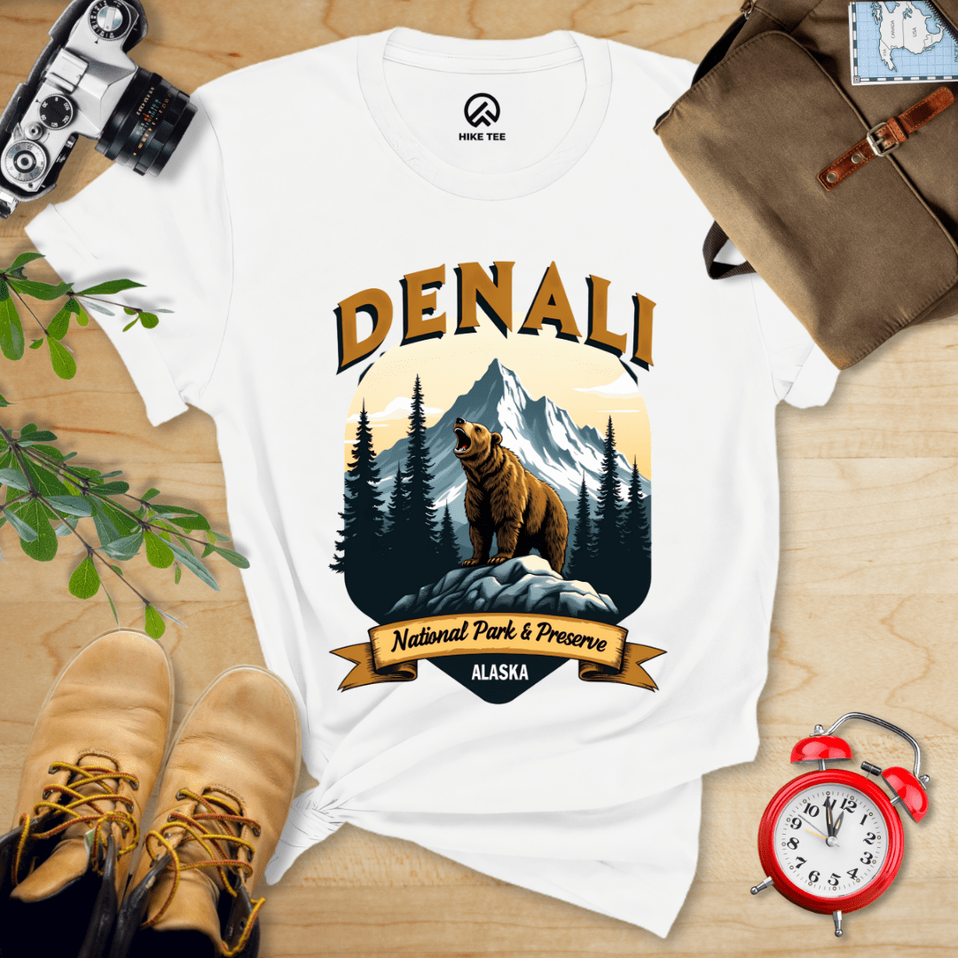 Hike Tee T-Shirt White / S Denali Grizzly Bear Shirt