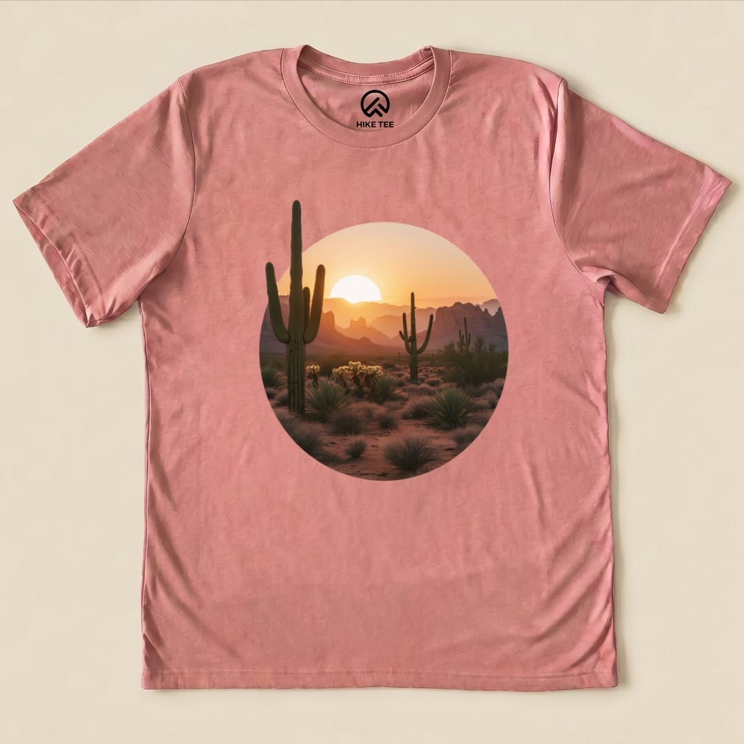 Hike Tee T-Shirt Heather Mauve / S Desert With Cactus Shirt