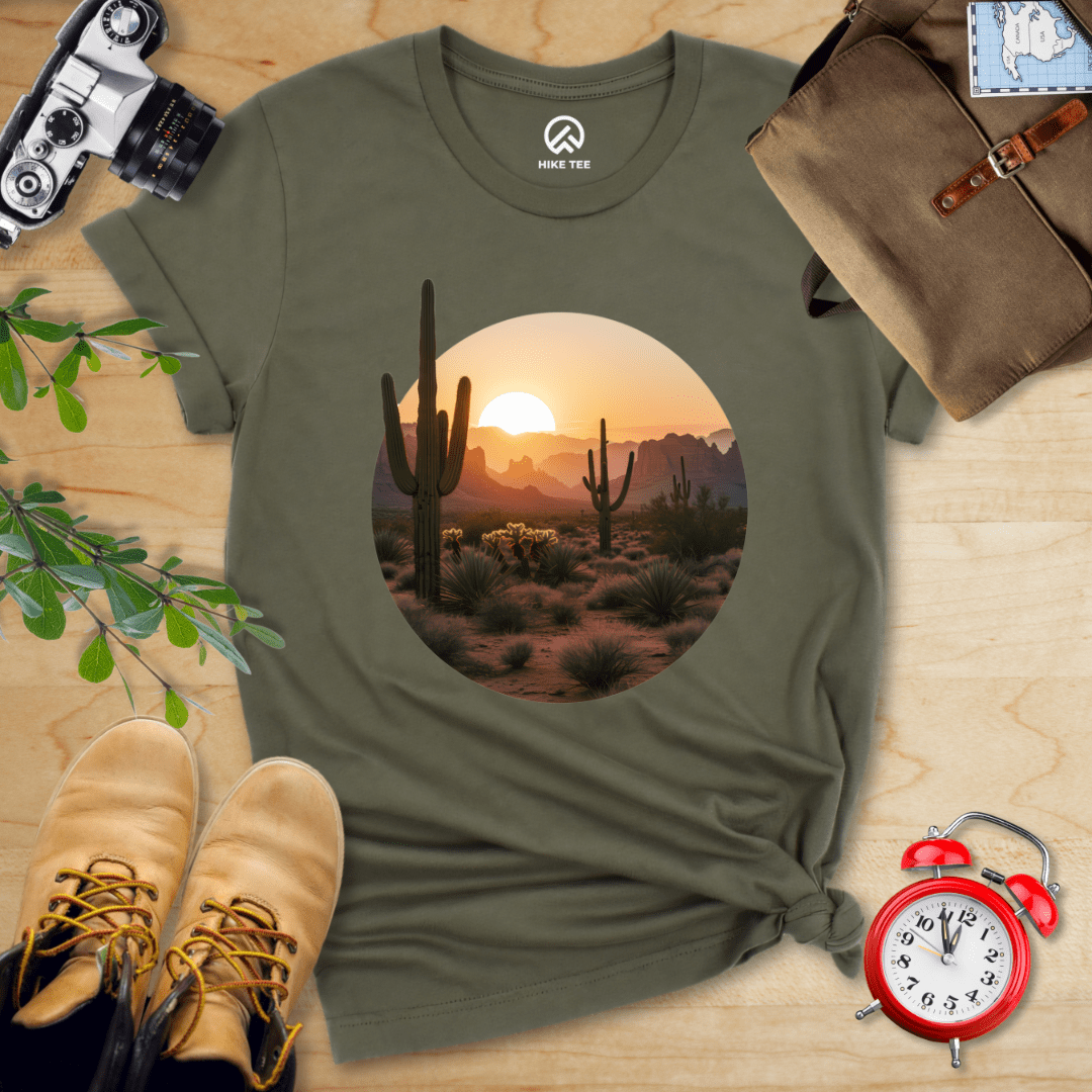 Hike Tee T-Shirt Military Green / S Desert With Cactus Shirt