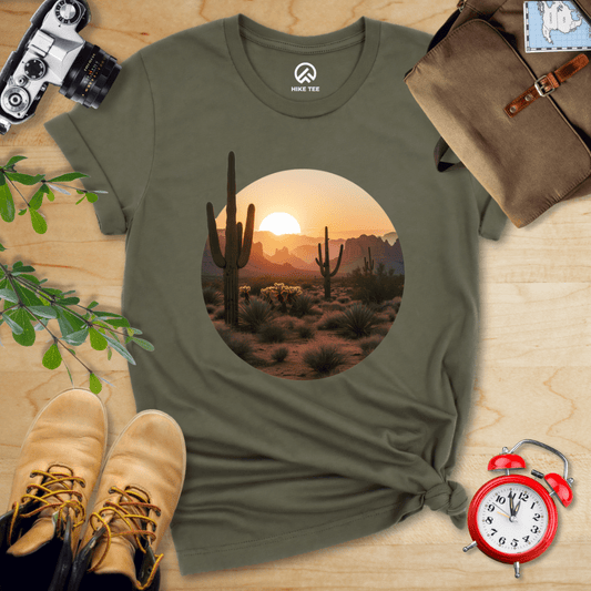 Hike Tee T-Shirt Military Green / S Desert With Cactus Shirt
