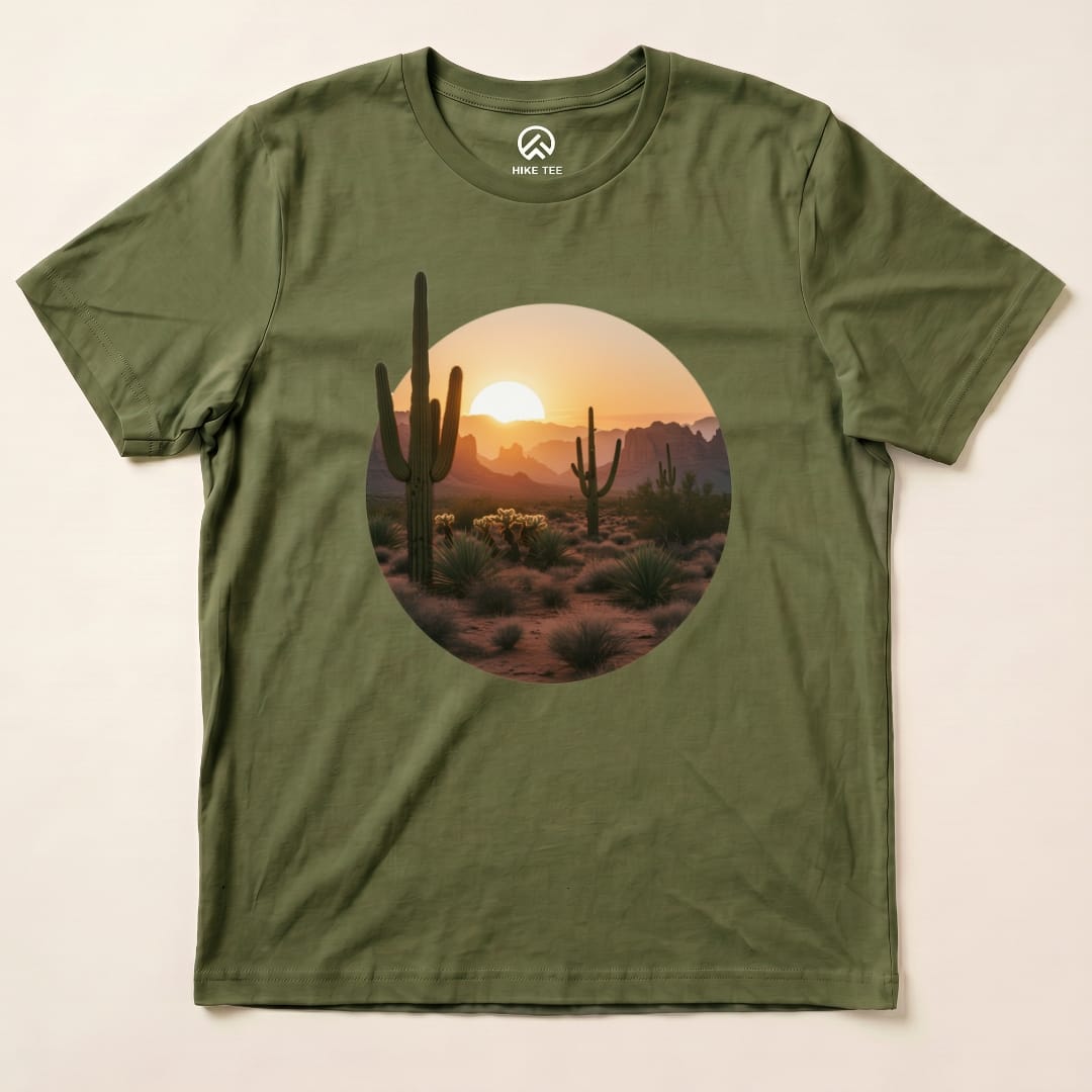 Hike Tee T-Shirt Military Green / S Desert With Cactus Shirt