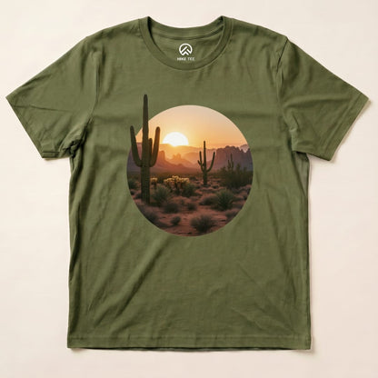 Hike Tee T-Shirt Military Green / S Desert With Cactus Shirt