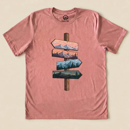 Direction Adventure Shirt Hike Tee T-Shirt Heather Mauve / S