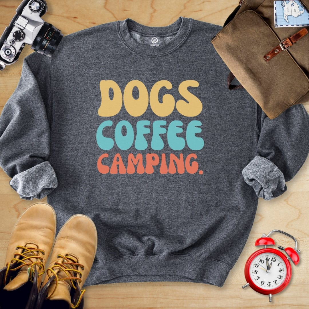 Hike Tee Sweatshirt Dark Heather / S Dog Coffee Camping