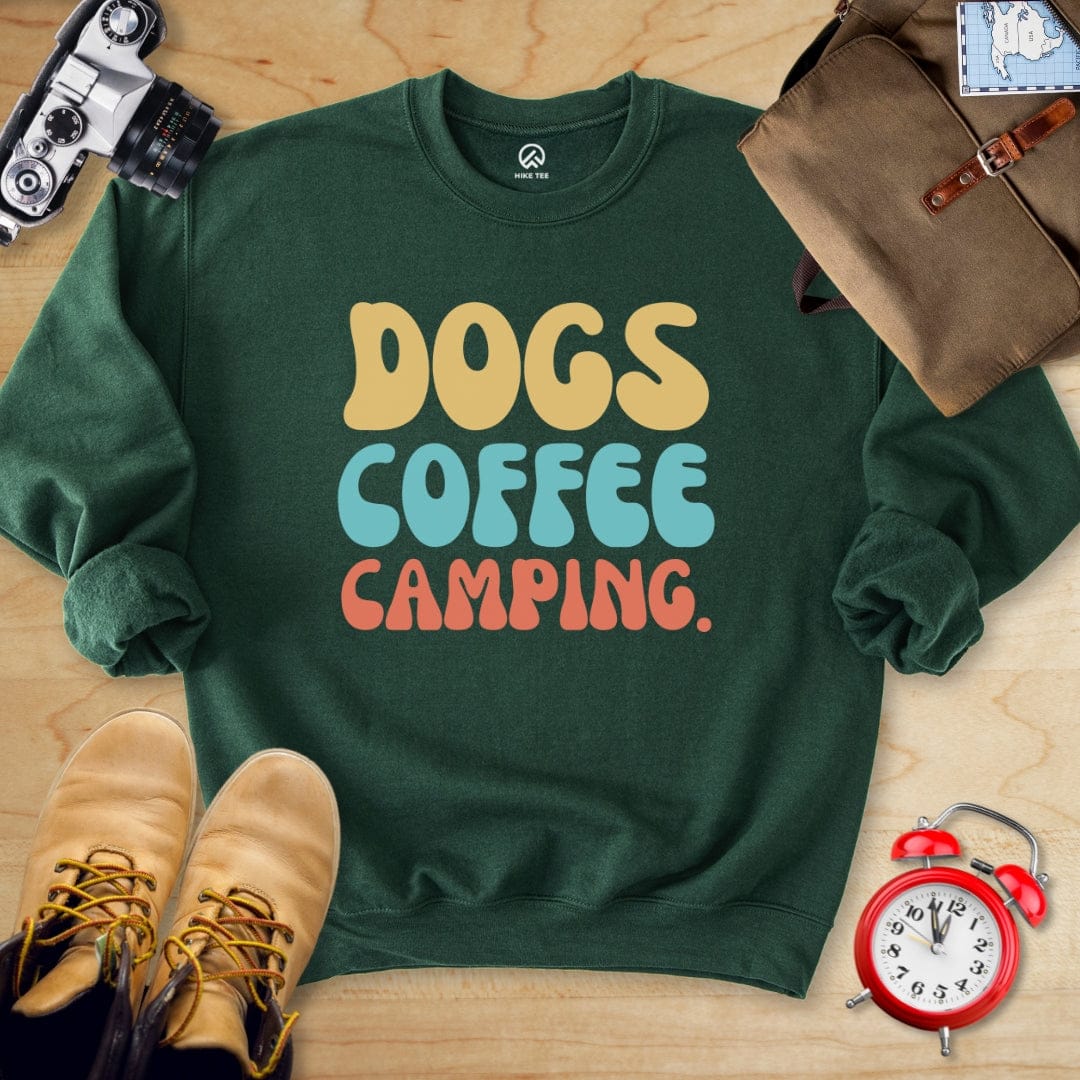 Hike Tee Sweatshirt Forest Green / S Dog Coffee Camping