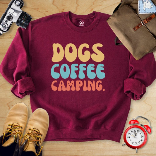 Hike Tee Sweatshirt Maroon / S Dog Coffee Camping