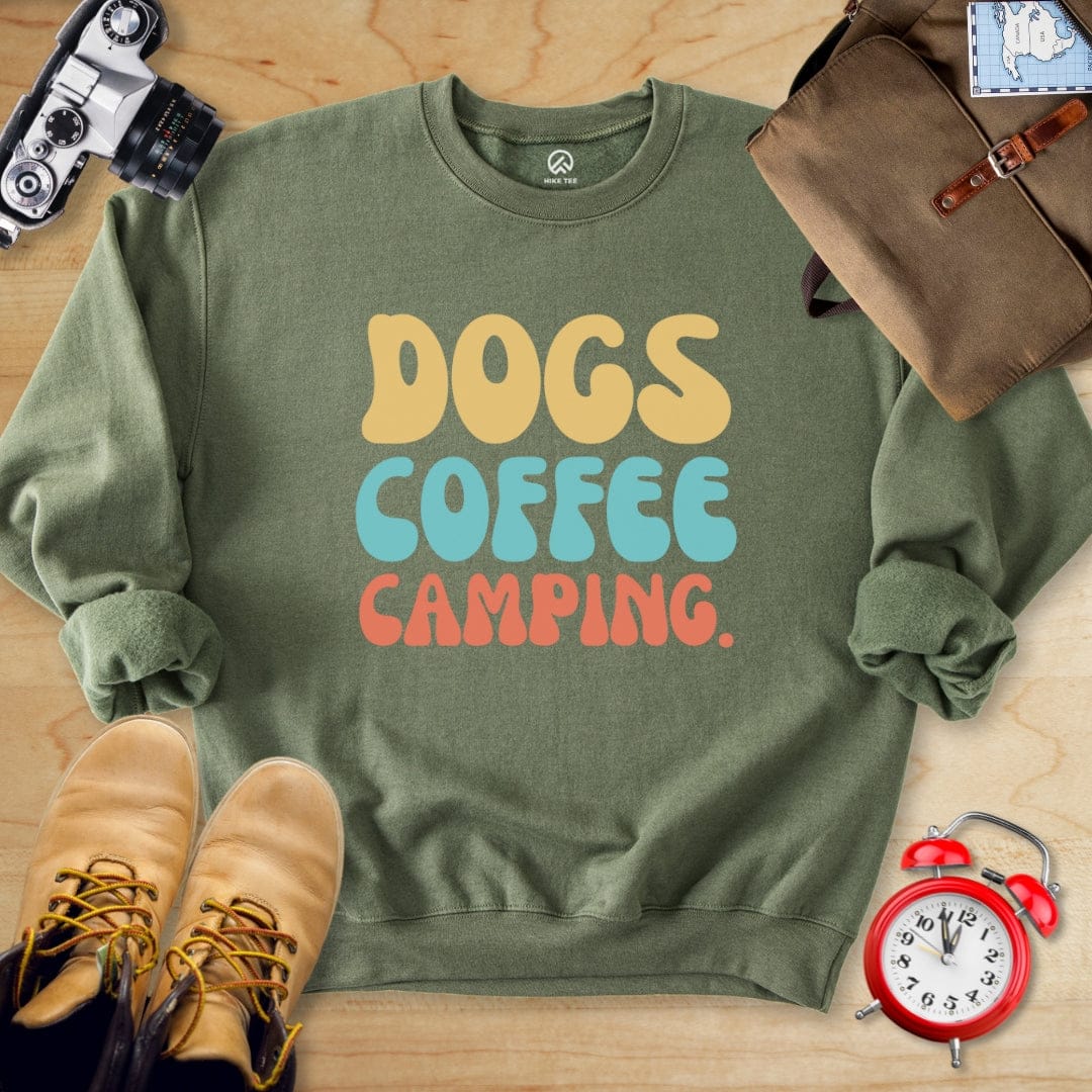 Hike Tee Sweatshirt Military Green / S Dog Coffee Camping
