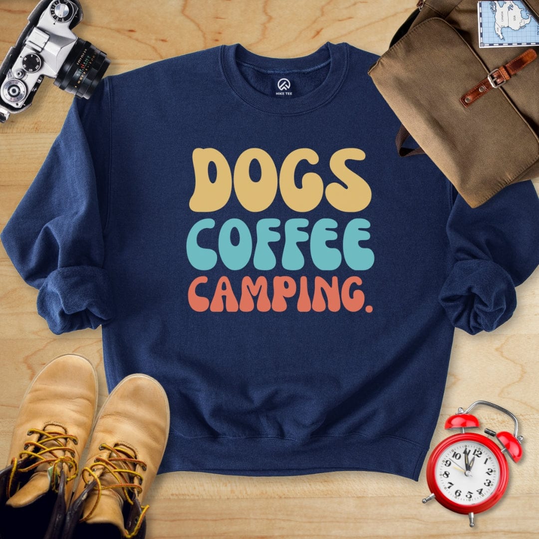 Hike Tee Sweatshirt Navy / S Dog Coffee Camping