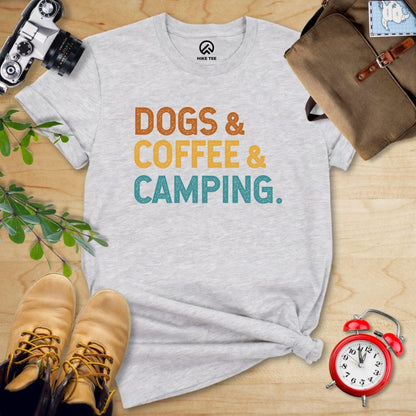 Hike Tee T-Shirt Athletic Heather / S Dogs & Coffee & Camping Shirt