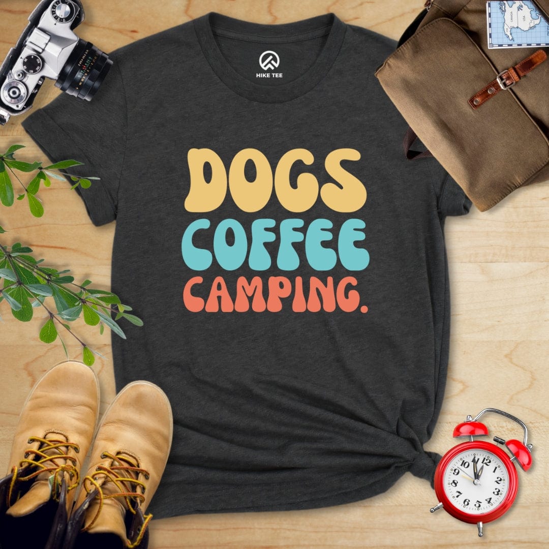 Hike Tee T-Shirt Dark Grey Heather / S Dogs Coffee Camping Shirt