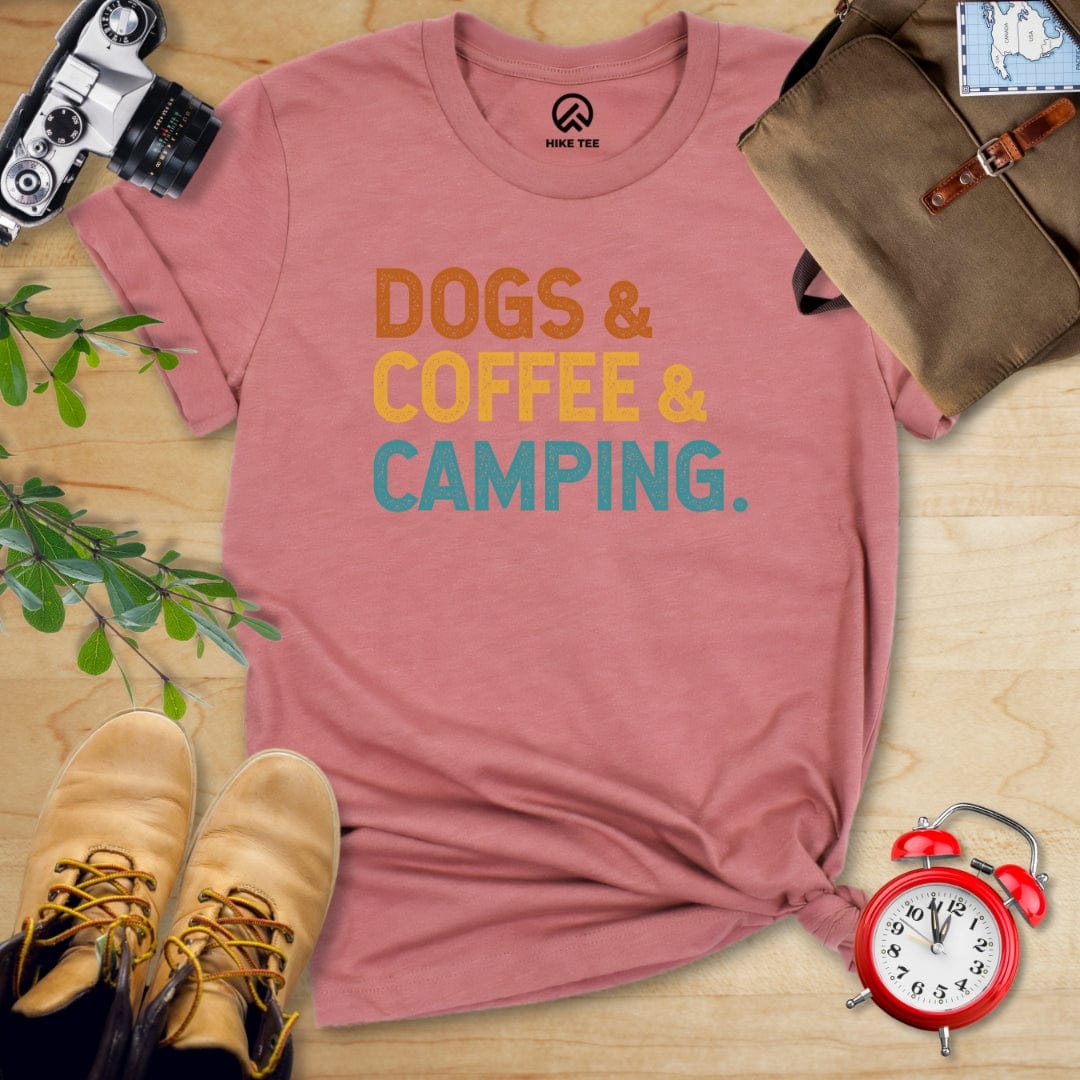 Hike Tee T-Shirt Heather Mauve / S Dogs & Coffee & Camping Shirt