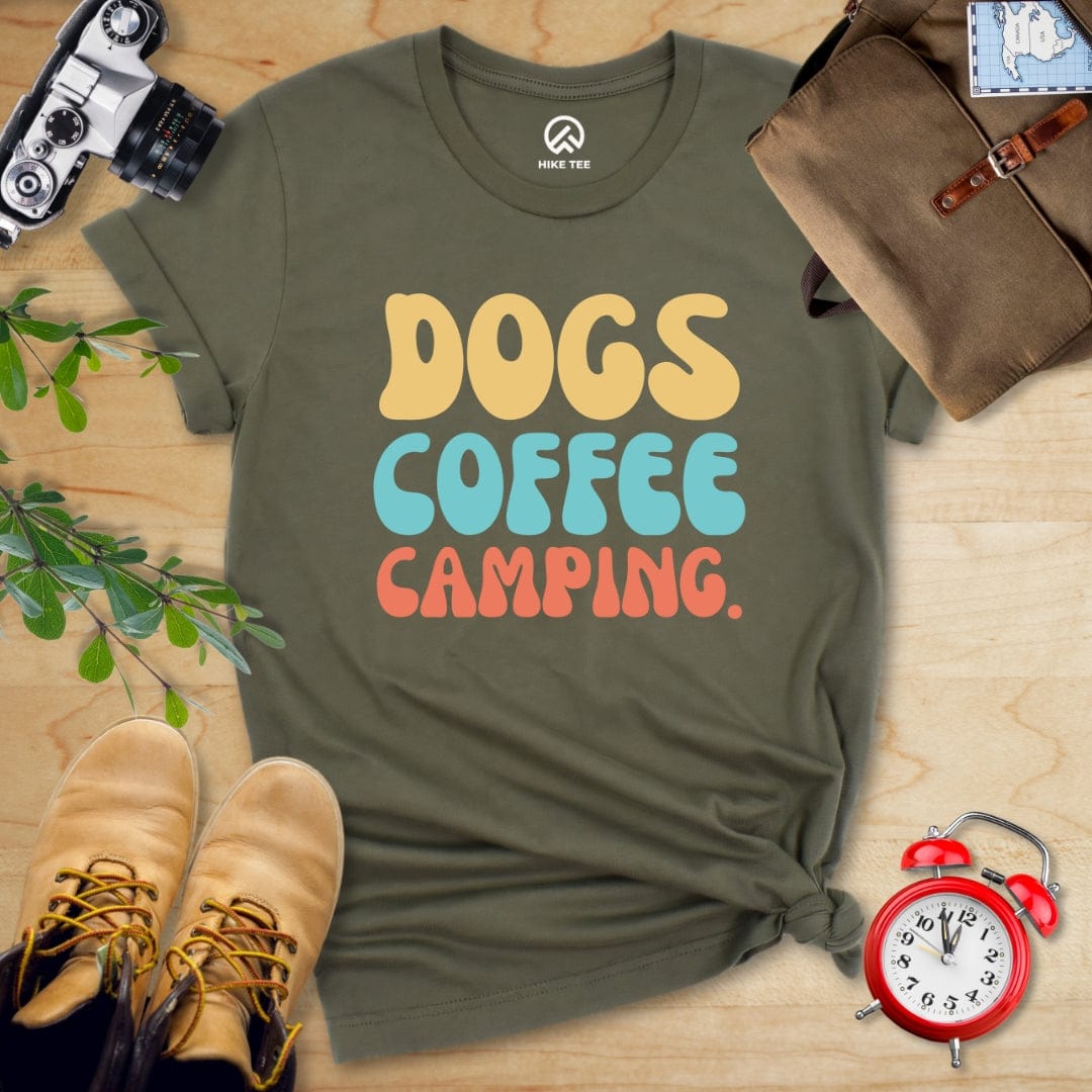 Hike Tee T-Shirt Military Green / S Dogs Coffee Camping Shirt