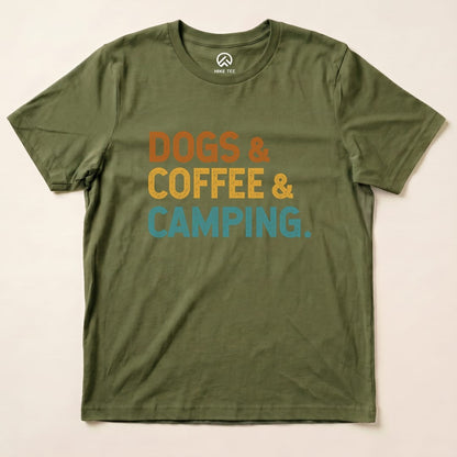 Hike Tee T-Shirt Military Green / S Dogs & Coffee & Camping Shirt