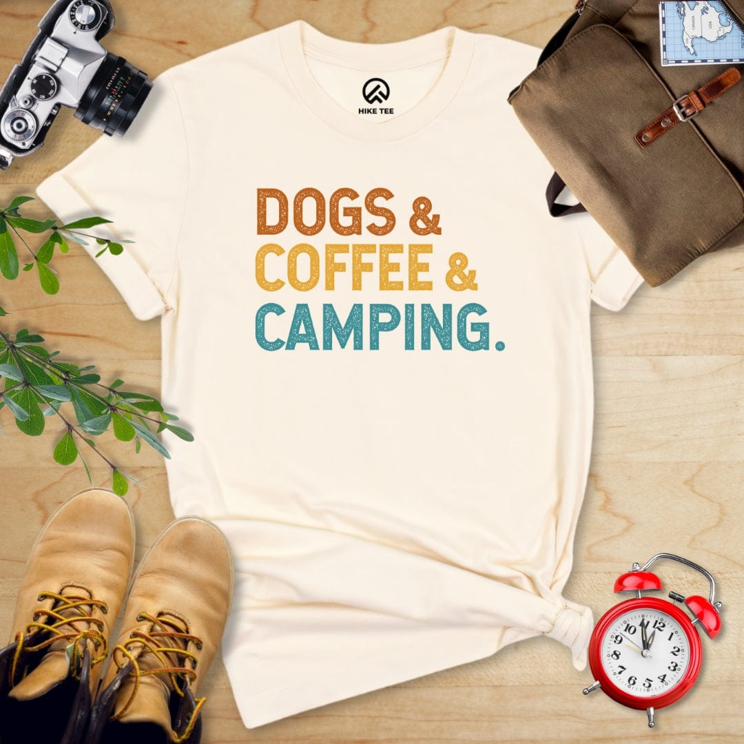 Hike Tee T-Shirt Natural / S Dogs & Coffee & Camping Shirt