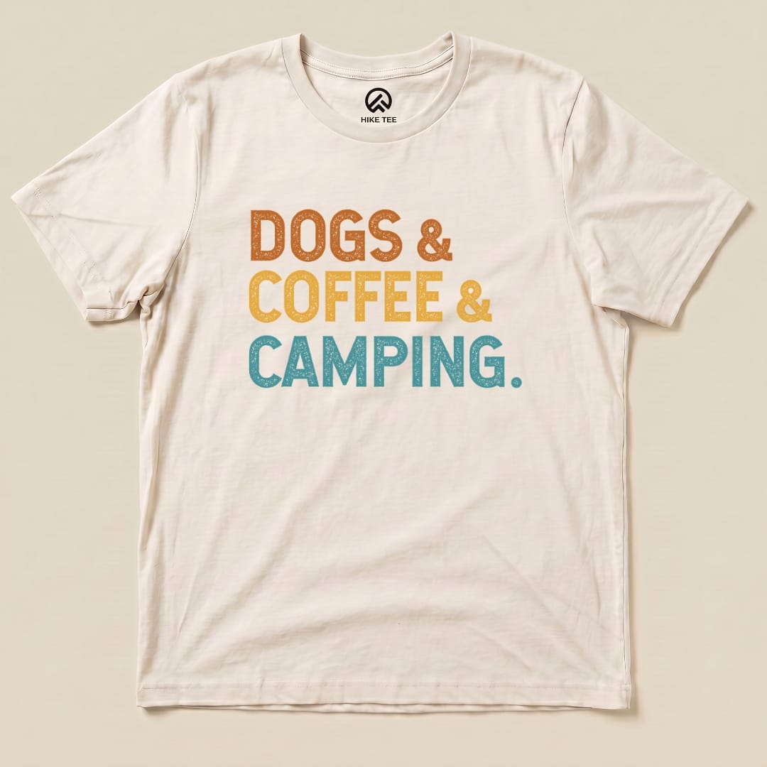 Hike Tee T-Shirt Natural / S Dogs & Coffee & Camping Shirt
