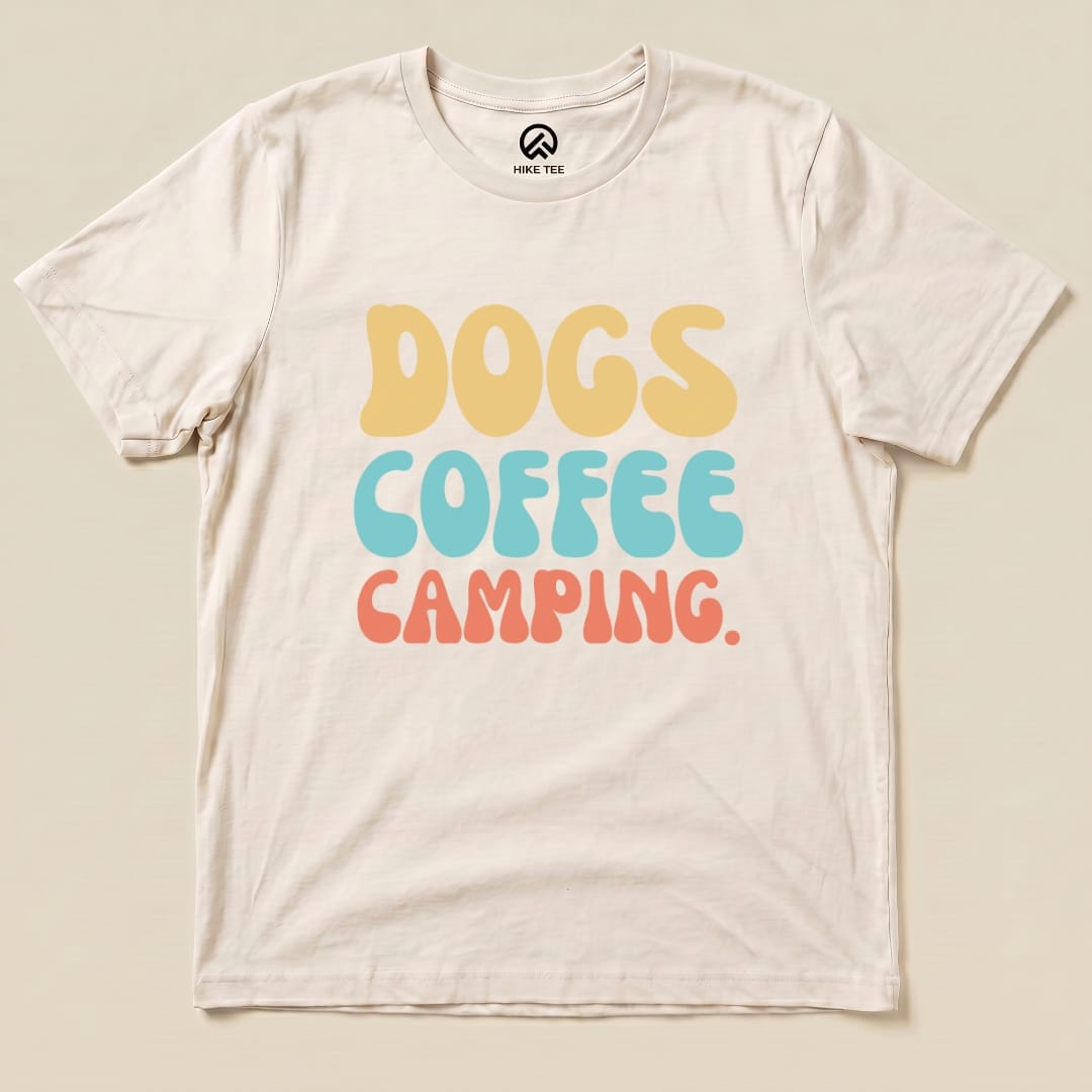 Dogs Coffee Camping Shirt Hike Tee T-Shirt Natural / S