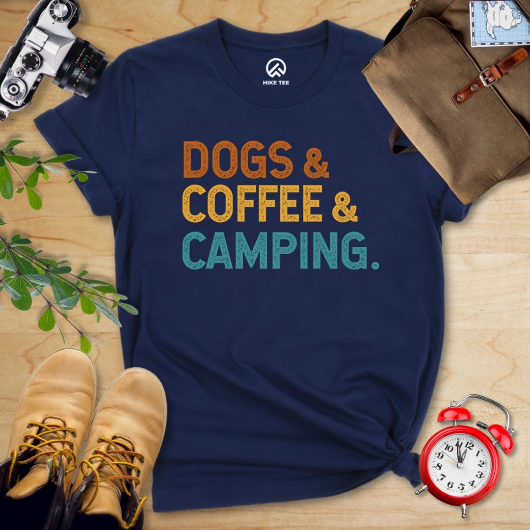 Hike Tee T-Shirt Navy / S Dogs & Coffee & Camping Shirt