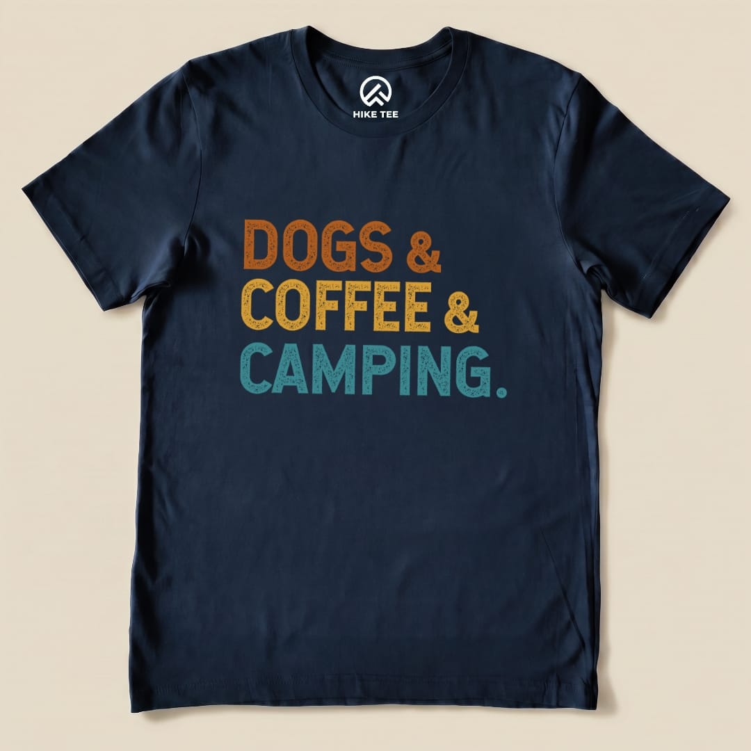 Hike Tee T-Shirt Navy / S Dogs & Coffee & Camping Shirt
