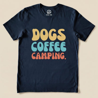 Dogs Coffee Camping Shirt Hike Tee T-Shirt Navy / S