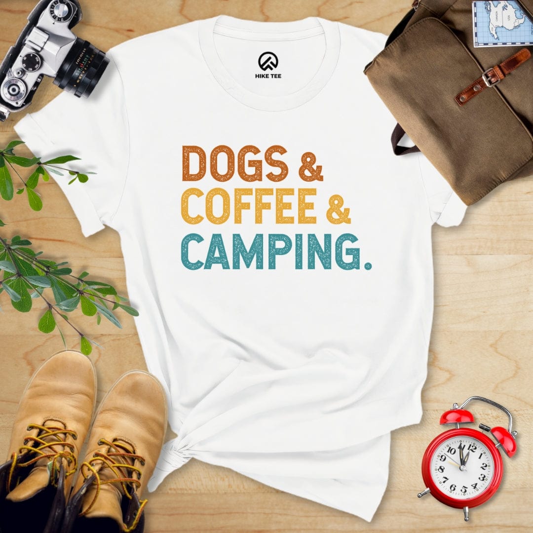 Hike Tee T-Shirt White / S Dogs & Coffee & Camping Shirt