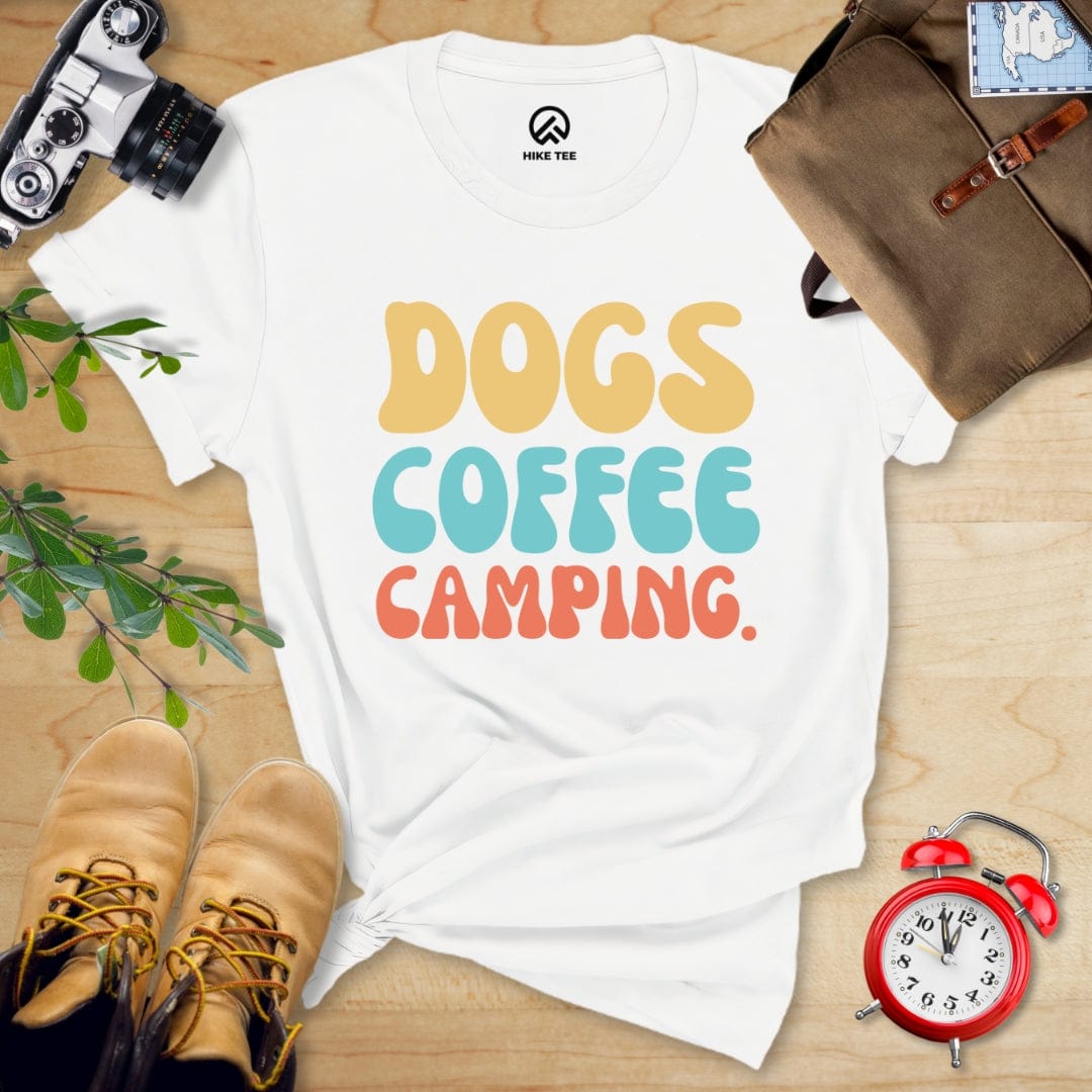 Hike Tee T-Shirt White / S Dogs Coffee Camping Shirt
