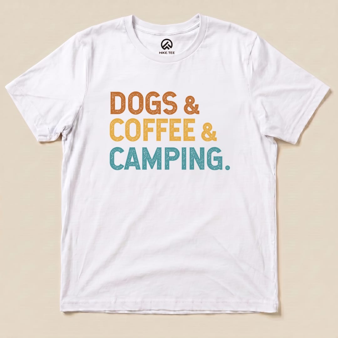 Hike Tee T-Shirt White / S Dogs & Coffee & Camping Shirt