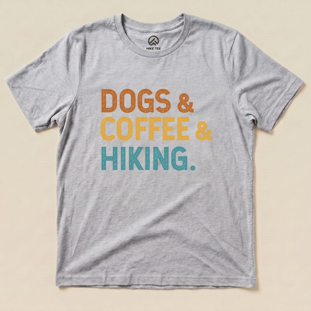 Hike Tee T-Shirt Athletic Heather / S Dogs & Coffee & Hiking Shirt
