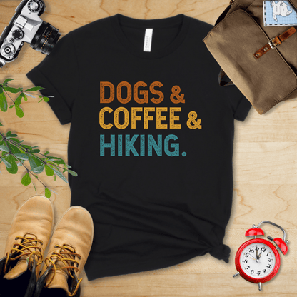 Printify T-Shirt Black / S Dogs & Coffee & Hiking Shirt