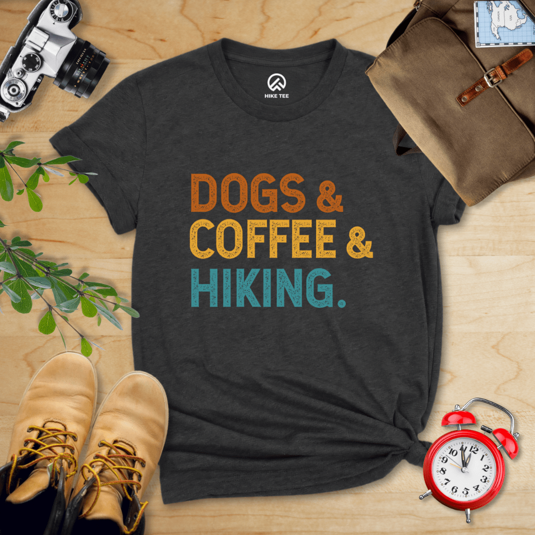 Hike Tee T-Shirt Dark Grey Heather / S Dogs & Coffee & Hiking Shirt