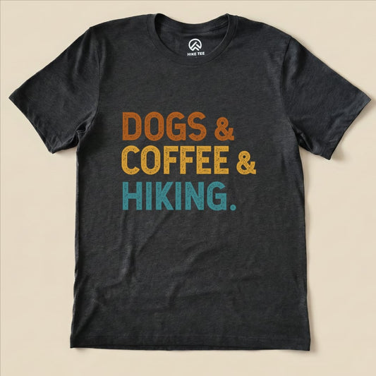 Hike Tee T-Shirt Dark Grey Heather / S Dogs & Coffee & Hiking Shirt