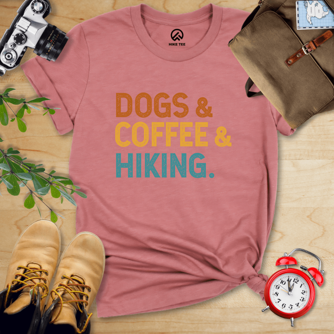 Hike Tee T-Shirt Heather Mauve / S Dogs & Coffee & Hiking Shirt