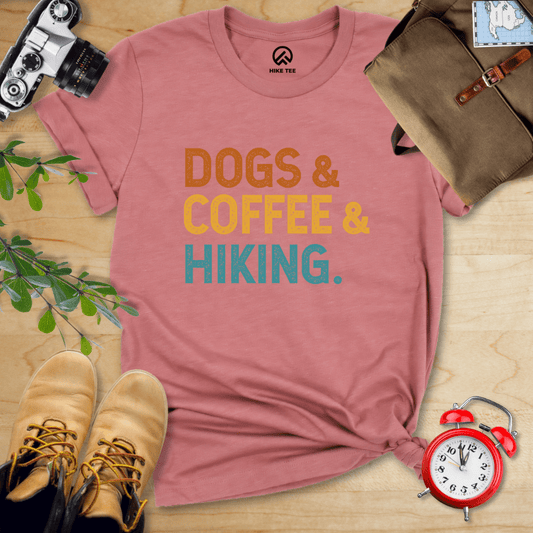 Hike Tee T-Shirt Heather Mauve / S Dogs & Coffee & Hiking Shirt