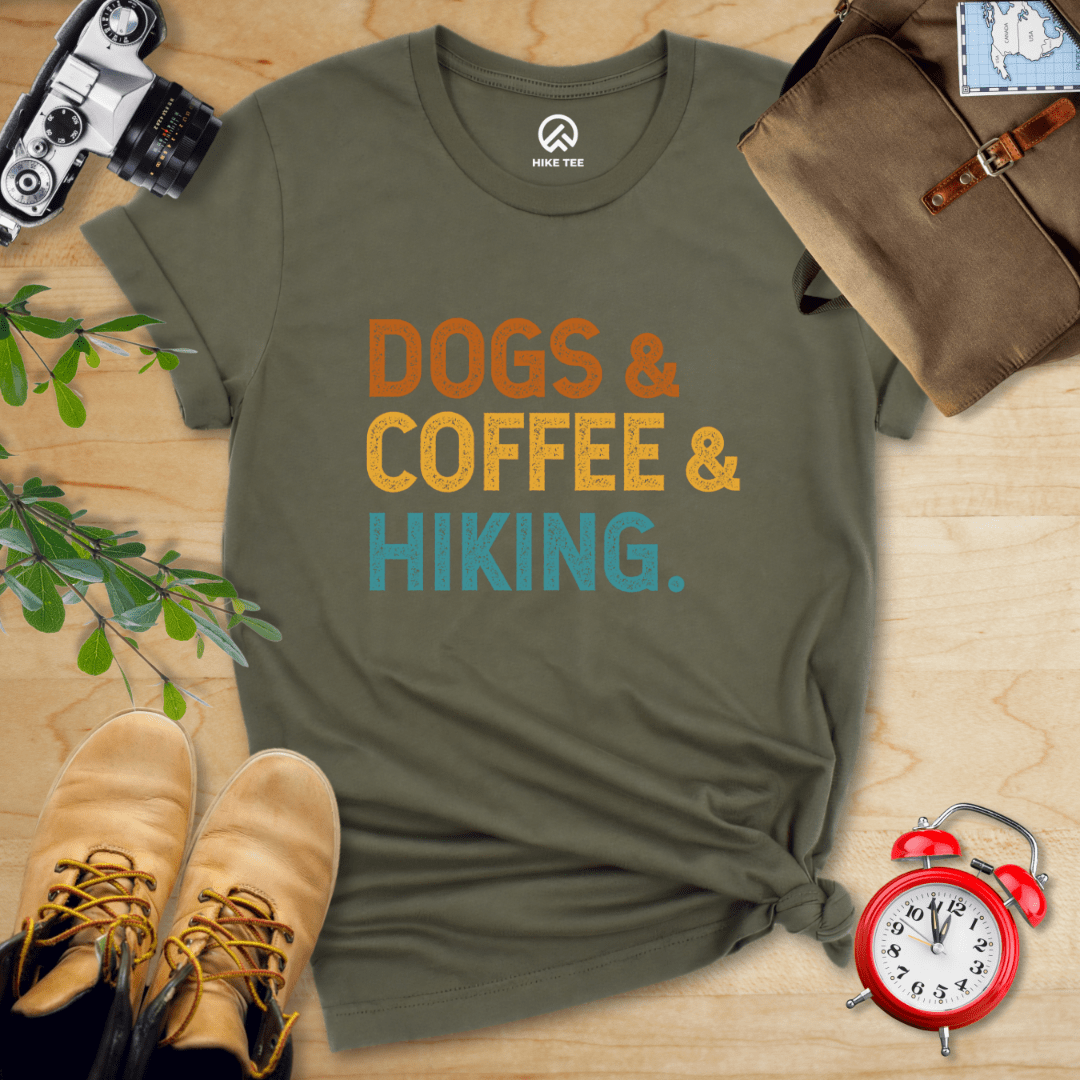 Hike Tee T-Shirt Military Green / S Dogs & Coffee & Hiking Shirt