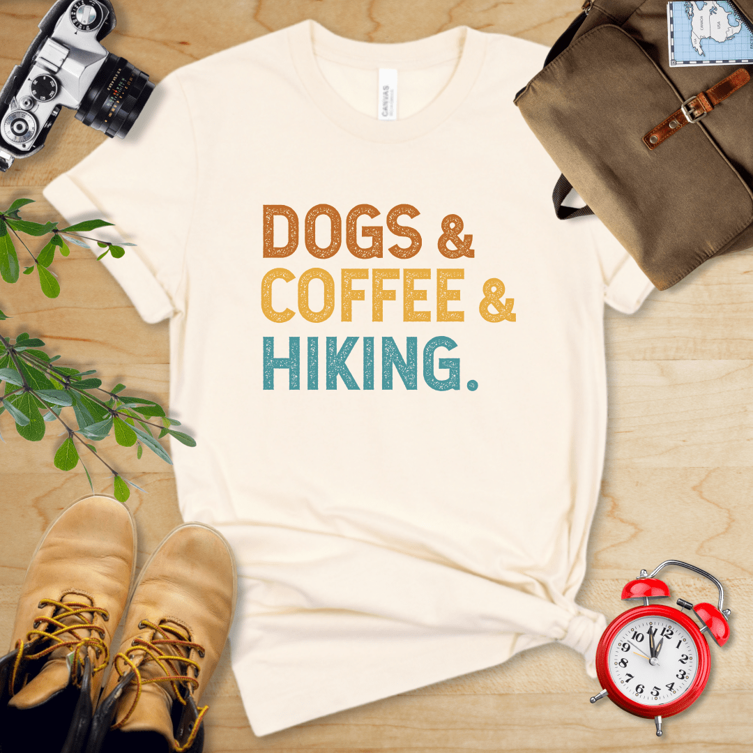 Printify T-Shirt Natural / S Dogs & Coffee & Hiking Shirt