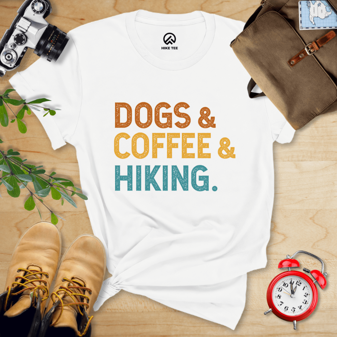 Hike Tee T-Shirt White / S Dogs & Coffee & Hiking Shirt