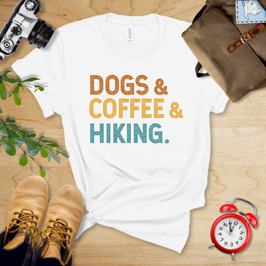 Printify T-Shirt White / S Dogs & Coffee & Hiking Shirt