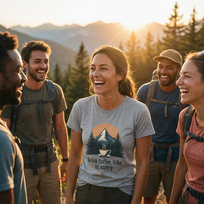 Hike Tee T-Shirt Drink Coffee, Hike, Be Happy Shirt