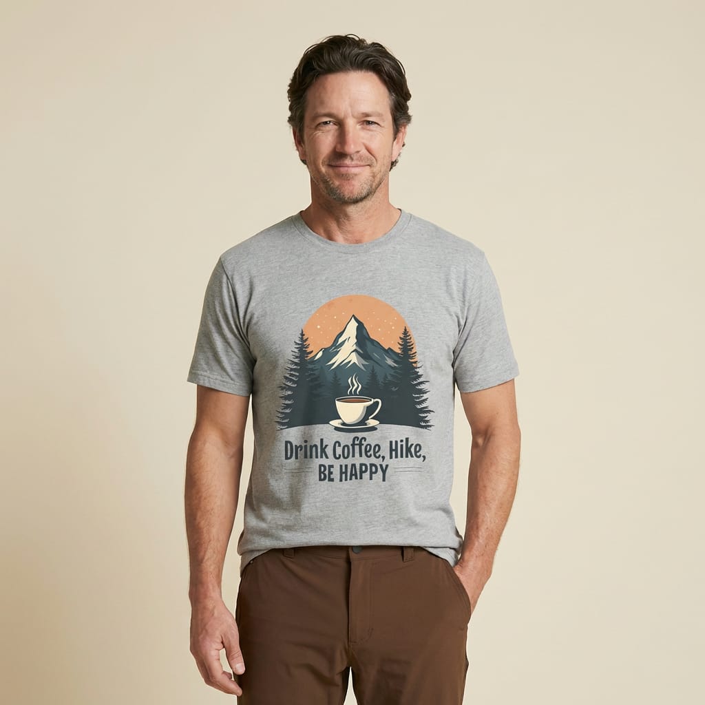 Hike Tee T-Shirt Drink Coffee, Hike, Be Happy Shirt