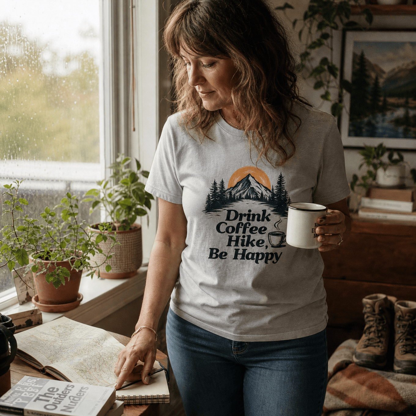 Drink coffee Hike Be Happy Shirt