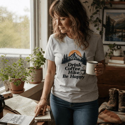Drink coffee Hike Be Happy Shirt