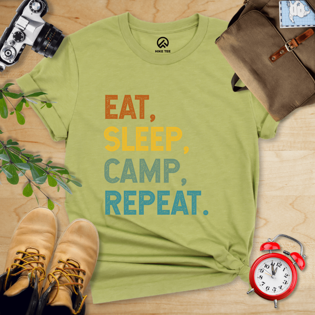 Hike Tee T-Shirt Heather Green / S Eat Sleep Camp Repeat Shirt