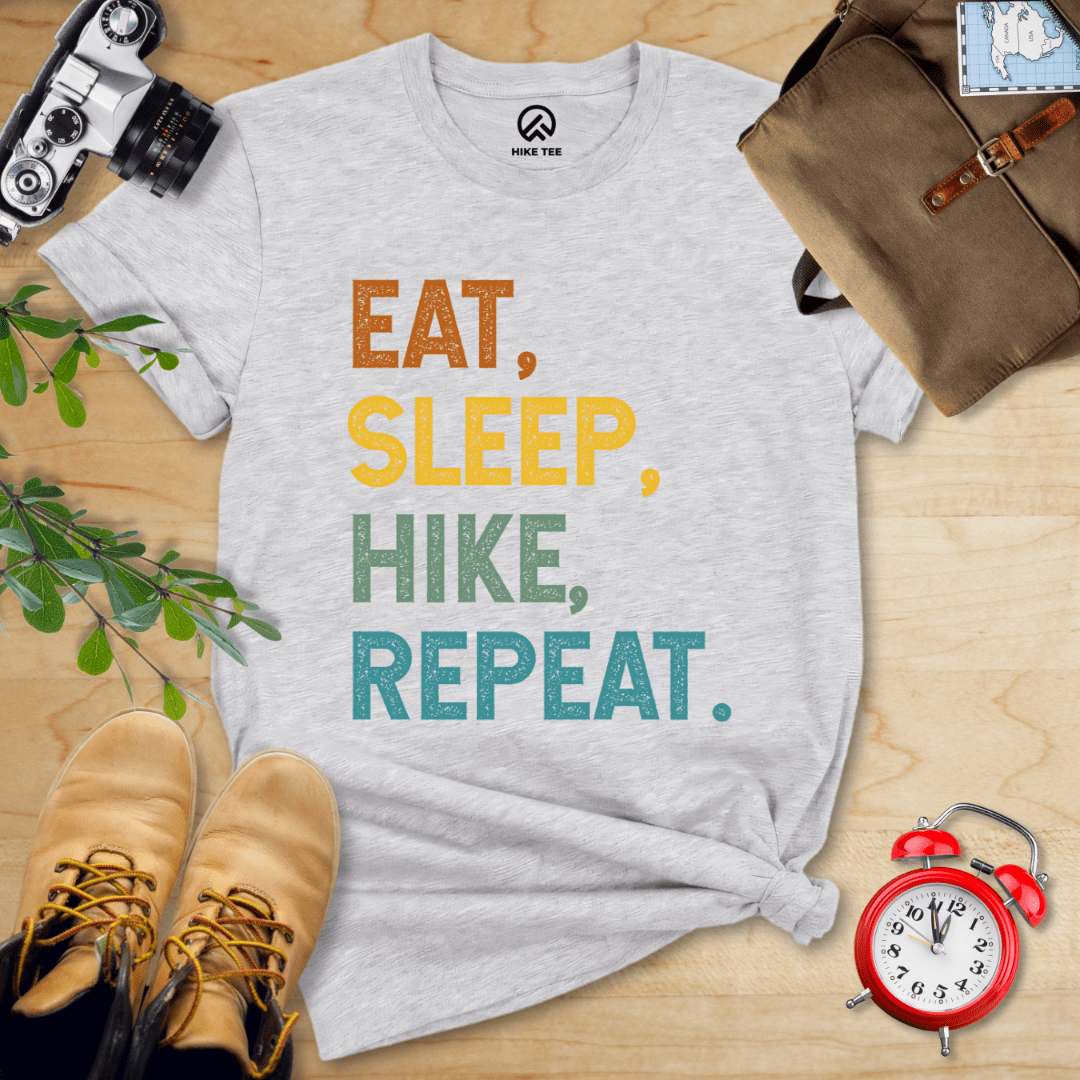 Hike Tee T-Shirt Athletic Heather / S Eat, Sleep, Hike, Repeat Shirt