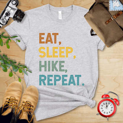 Printify T-Shirt Athletic Heather / S Eat, Sleep, Hike, Repeat Shirt