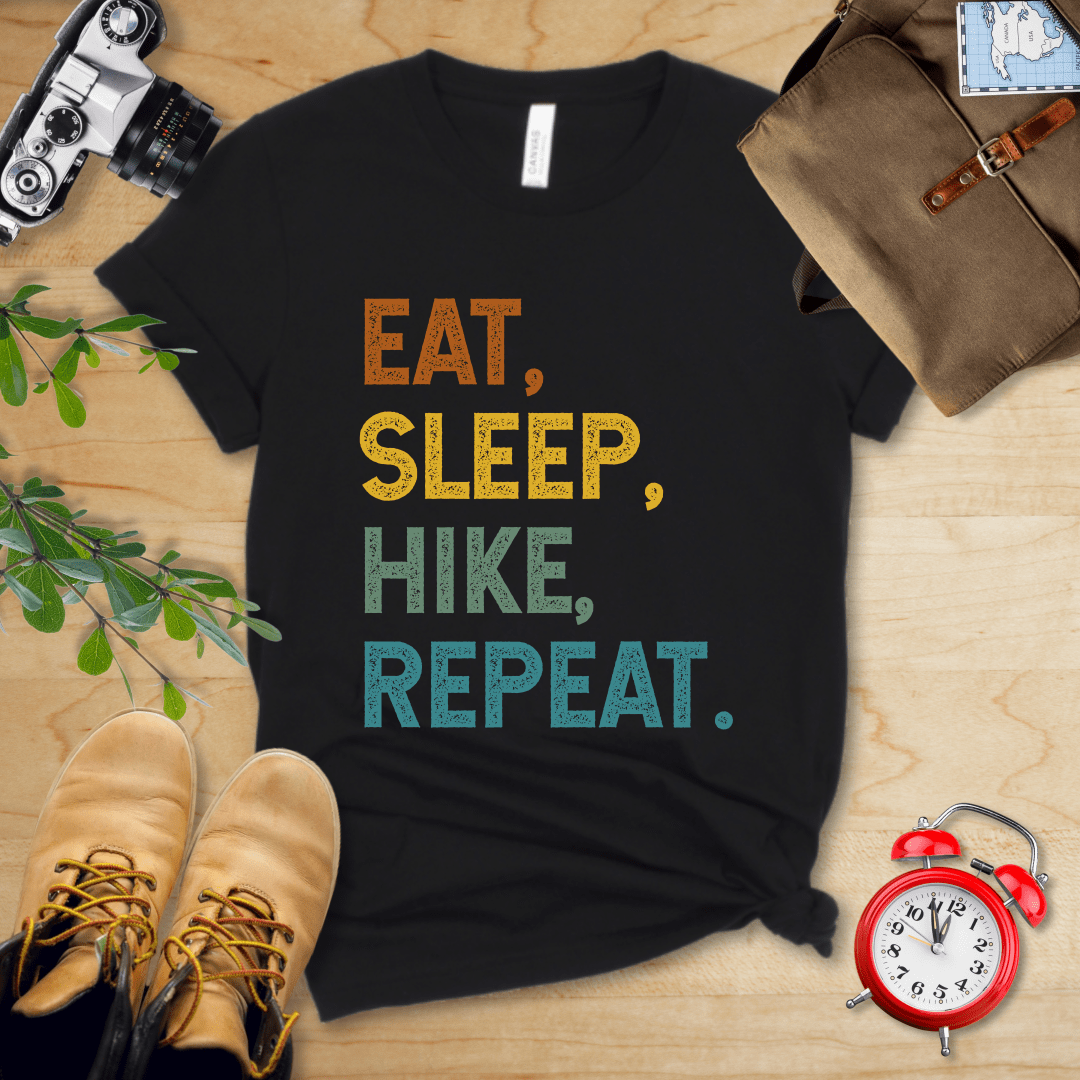 Printify T-Shirt Black / S Eat, Sleep, Hike, Repeat Shirt