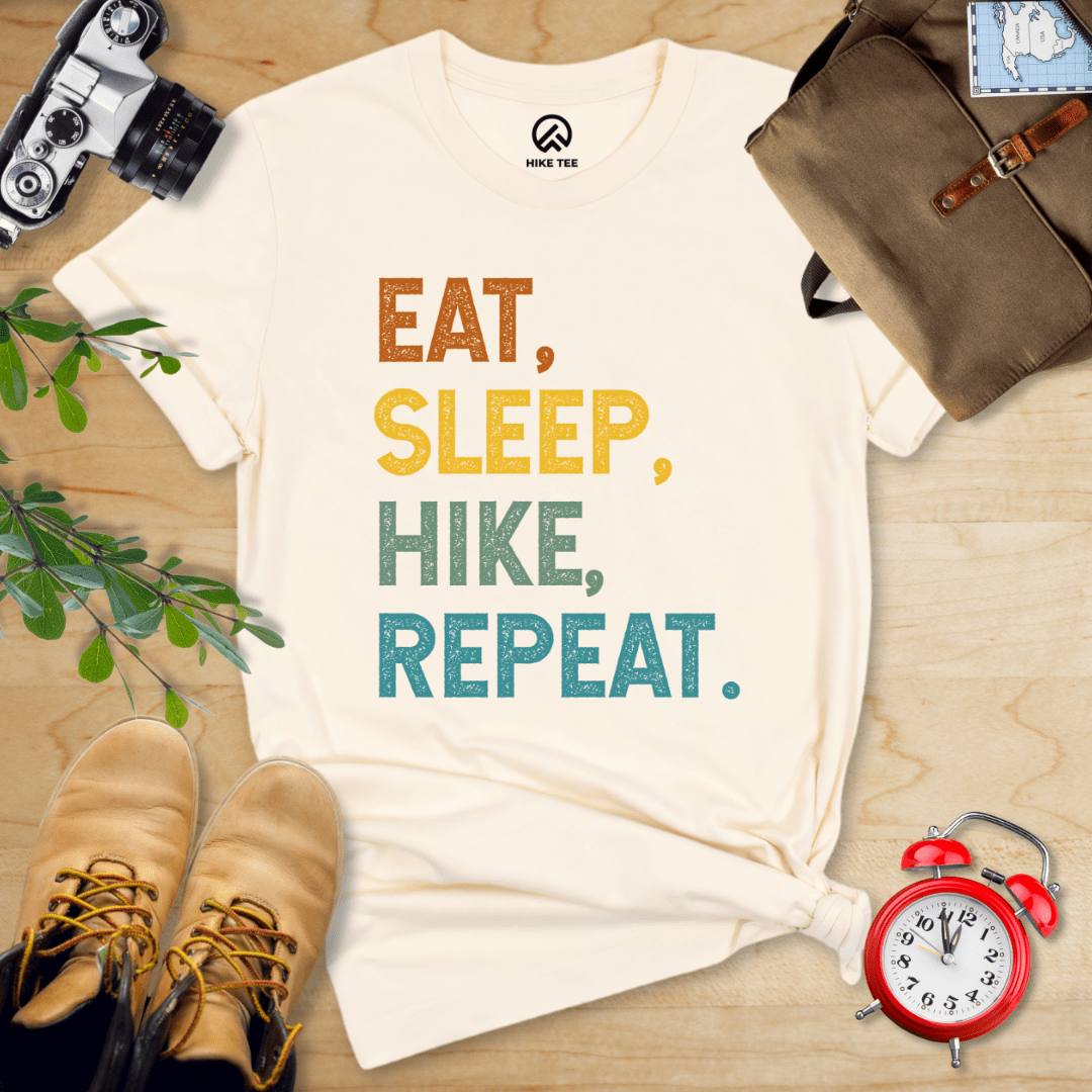 Hike Tee T-Shirt Natural / S Eat, Sleep, Hike, Repeat Shirt