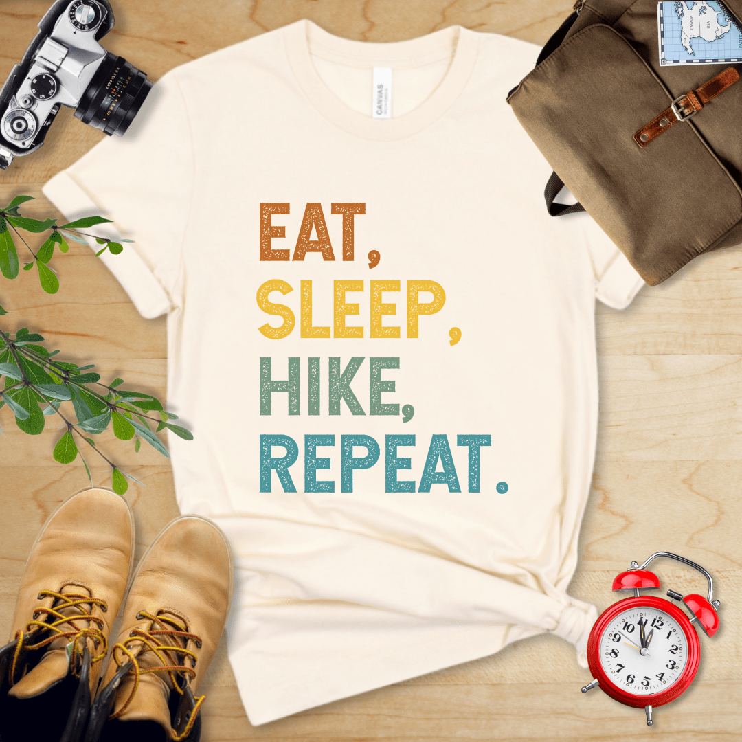 Printify T-Shirt Natural / S Eat, Sleep, Hike, Repeat Shirt