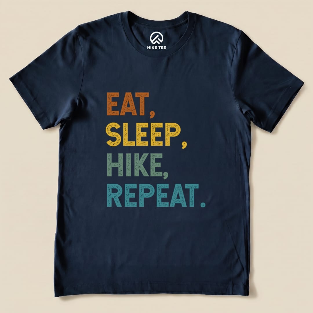 Eat, Sleep, Hike, Repeat Shirt Hike Tee T-Shirt Navy / S
