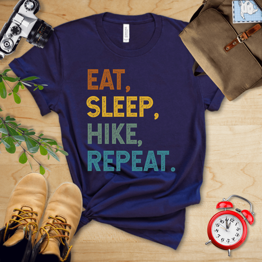 Printify T-Shirt Navy / S Eat, Sleep, Hike, Repeat Shirt