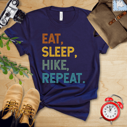 Printify T-Shirt Navy / S Eat, Sleep, Hike, Repeat Shirt